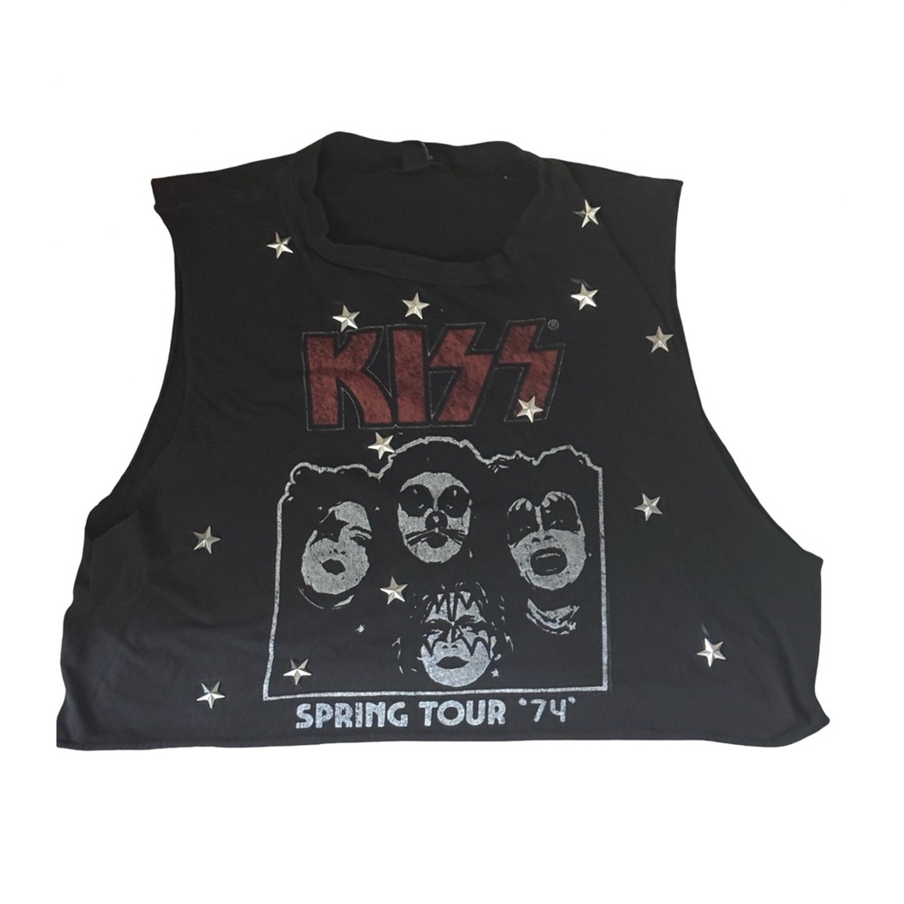 Forever 21 Black Graphic Crop Top KISS w/ Metallic Stars